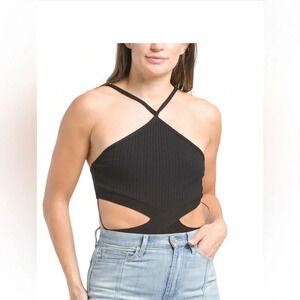 Zara bodysuit halter size L black. New with tags
